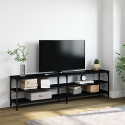 vidaXL - Tv-meubel - 180x30x50 - cm - bewerkt - hout - metaal - zwart