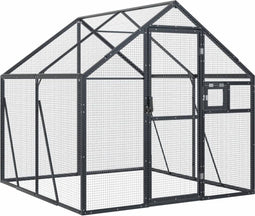 Volière 1,79x2x1,85 m aluminium antracietkleurig