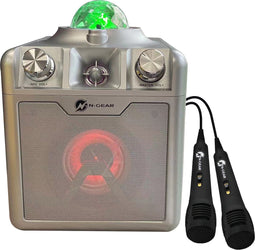 N-GEAR Disco Star 710 Silver - Bluetooth Speaker - Karaokeset - Partybox met Sterrenprojector & 2 Microfoons