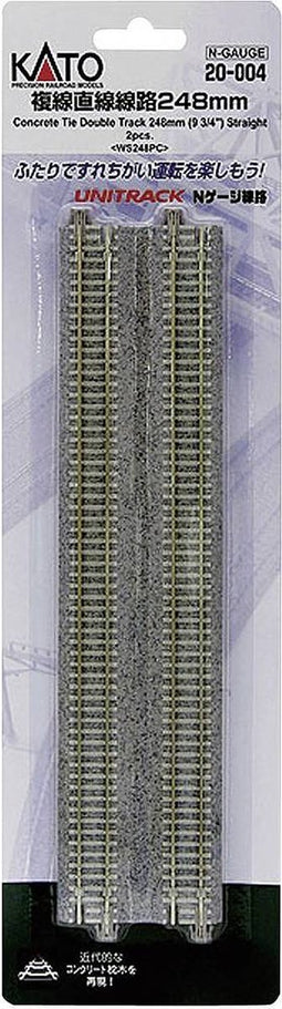 N Kato Unitrack 7078019 Dubbelspoor, Recht 248 mm 2 stuk(s)