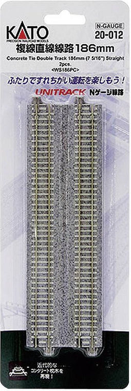 N Kato Unitrack 7078020 Dubbelspoor, Recht 186 mm 2 stuk(s)