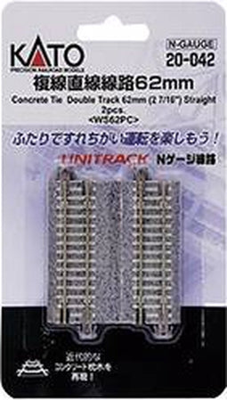 N Kato Unitrack 7078022 Dubbelspoor, Recht 62 mm 2 stuk(s)
