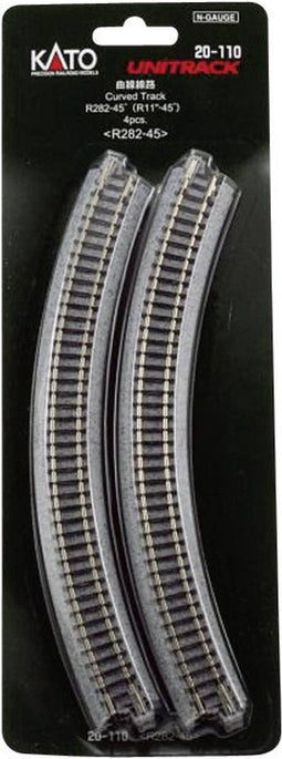 N Kato Unitrack 7078101 Gebogen rails 45 ° 282 mm 4 stuk(s)