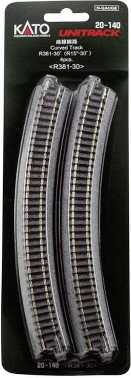 N Kato Unitrack 7078107 Gebogen rails 30 ° 381 mm 4 stuk(s)