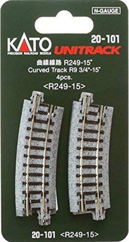 N Kato Unitrack 7078110 Gebogen rails 15 ° 249 mm 4 stuk(s)