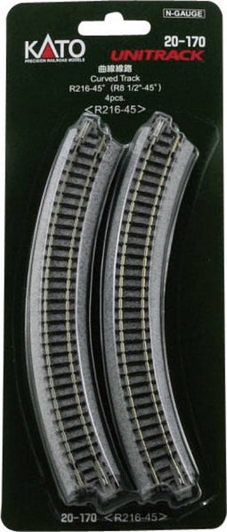N Kato Unitrack 7078113 Gebogen rails 15 ° 216 mm 4 stuk(s)