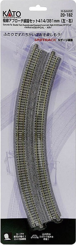 N Kato Unitrack 7078115 Dubbelspoor, Gebogen rails 22.5 ° 381 mm, 414 mm 2 stuk(s)