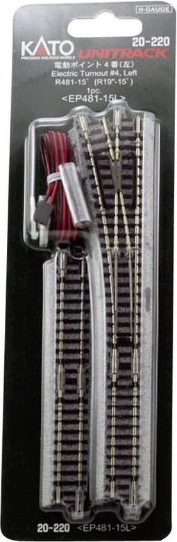 N Kato Unitrack 7078203 Wissel, Elektrisch, Links 124 mm 15 ° 481 mm 1 stuk(s)