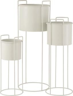 J-Line bloempot op Voet - metaal - wit - 3 stuks - 80 cm hoog