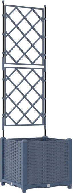 vidaXL - Tuinplanter - met - Trellis - Grijs - 40x40x143 - cm
