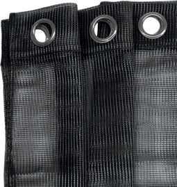 Curtain Of 100% Polyester Mesh. 6 Chrome Steel Pots At The Top. Dimensions 140x260cm. Colour Black