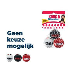 KONG Signature Speelballen S - steviger dan tennisballen - niet schurend materiaal - speelbal voor honden - 3 stuks