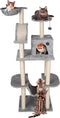 maxxpro Krabpaal - Kattenspeelgoed - 180 CM - Kattenpaal - met Kattenhuis en Kattentunnel - voor Grote en Kleine Kat - Sisal - Grijs