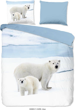 Good Morning Dekbedovertrek "ijsberen" - Blauw - (140x200/220 cm) - Katoen Flanel