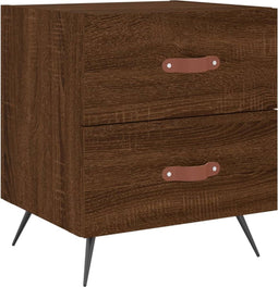 vidaXL - Nachtkastje - 40x35x47,5 - cm - bewerkt - hout - bruin - eikenkleur