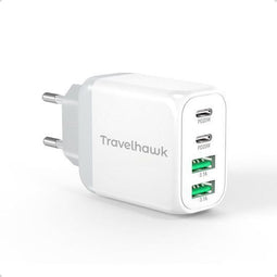Travelhawk USB-C Oplader - 4-in-1 Snellader - PD 40W - Wit