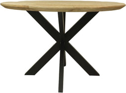 Tafel Bern rond swiss edge - 120x76 - Naturel/zwart - Mangohout/metaal
