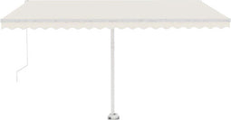 vidaXL - Luifel - handmatig - uittrekbaar - met - LED - 400x350 - cm - crèmekleurig