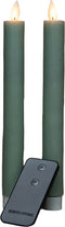 Anna's Collection Led dinerkaarsen - 23 cm - bewegende vlam - jade groen (2 stuks)