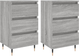 vidaXL - Nachtkastjes - 2 - st - 40x35x69 - cm - bewerkt - hout - grijs - sonoma - eiken