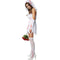 Spookbruidskostuum dames - Halloween jurk strapless met bloedvlekken - Maat S - Kleur wit