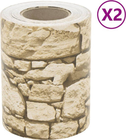 vidaXL - Tuinscherm - 2 - st - grof - steenpatroon - 35x0,19 - m - PVC - grijs