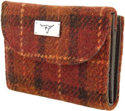 Dames Portemonnee Jura Bruin met oranje - Harris Tweed - Glen Appin of Scotland