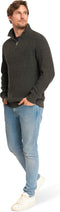 Mario Russo Rib Skipper - Heren Trui - 100% Katoen - Half Zip - Antraciet - L