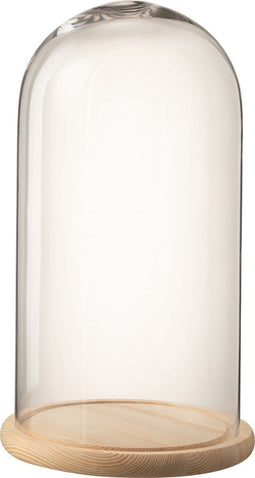 J-Line stolp Rond - hout/glas - transparant/naturel - small