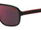 Hugo By Boss Hg 1296/S - Heren Zonnebril - Rechthoekig Acetaat Met spiegelglazen - Zwart/Rood