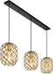 Lucide WOLFRAM - Hanglamp - 3xE27 - In hoogte verstelbaar - Mat Goud / Messing