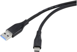Renkforce RF-4995172 - USB-kabel USB 3.2 Gen1 - Snelladen 3 A - Zwart