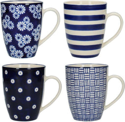 London Pottery Globe Tulip Mokken - Set van 4 - Keramiek 0.28 L Blauw (4 stuks)