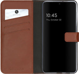 Selencia Samsung Galaxy S21 - Bookcase Echt Leer - 3 Pasjeshouder - Lichtbruin