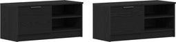 vidaXL - TV-meubel - 2 - stuks - Zwart - Eiken - 80x35x36,5 - cm - Bewerkt - Hout