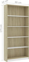 vidaXL - Boekenkast - met - 5 - schappen - 80x24x175cm - bewerkt - hout - wit - en - eiken