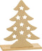 J-Line theelichthouder Kerstboom - aluminium/hout - goud - large