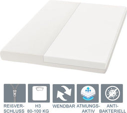 Juskys Koudschuimmatras - 120 x 200 cm - Ergonomische lichaamsaanpassing - Wit