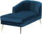 ALLIER - Chaise longue - Blauw - Rechterzijde - Fluweel