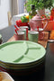 CABANAZ - bord, keramiek, FONDUE PLATE, groen