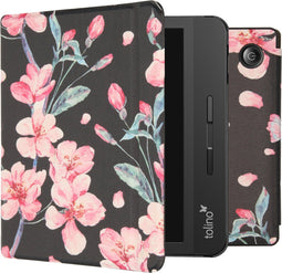 imoshion E-reader Hoesje - Geschikt voor Tolino Vision 5 - Design Slim Hard Case Sleepcover Bookcase met stand - Blossom Watercolor Black