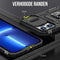 Podec iPhone 12 Pro - Telefoonhoesje - Anti-Shock Case Cover met Kickstand Ring en Screenprotector - Zwart