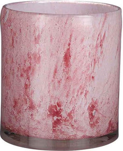 Mica Decorations Vaas Estelle rond cilinder recycled glas lichtroze - H 18.5 x Ø 17 cm - Bloemenvaas - bloempot