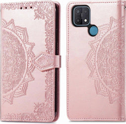 iMoshion Hoesje Geschikt voor Oppo A15 Hoesje Met Pasjeshouder - iMoshion Mandala Bookcase - Roze