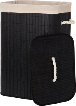 Infinity Goods Bamboe Wasmand - Wassorteerder - Deksel - 72 Liter - Zwart