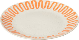 J-Line Curve bord - porselein - oranje - large - 4 stuks