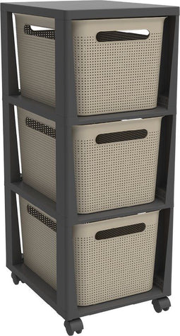 Rotho Brisen - design ladekast 3 x 16 L - wielen - Cappuccino