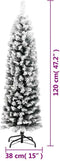 vidaXL - Kunstkerstboom - met - sneeuw - smal - 120 - cm - PVC - groen
