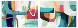 Home ESPRIT - Schilderij Abstract Stads - Wit Turkoois 120 x 90 cm (2 stuks)