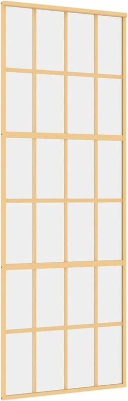 vidaXL - Schuifdeur - 76x205 - cm - helder - ESG-glas - en - aluminium - goudkleurig